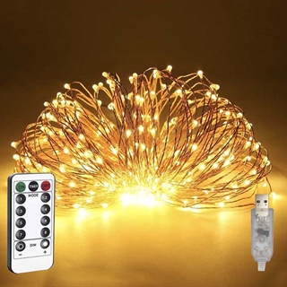 USB kobber lyskæde med usb og fjernbetjening - Kobberfarvet